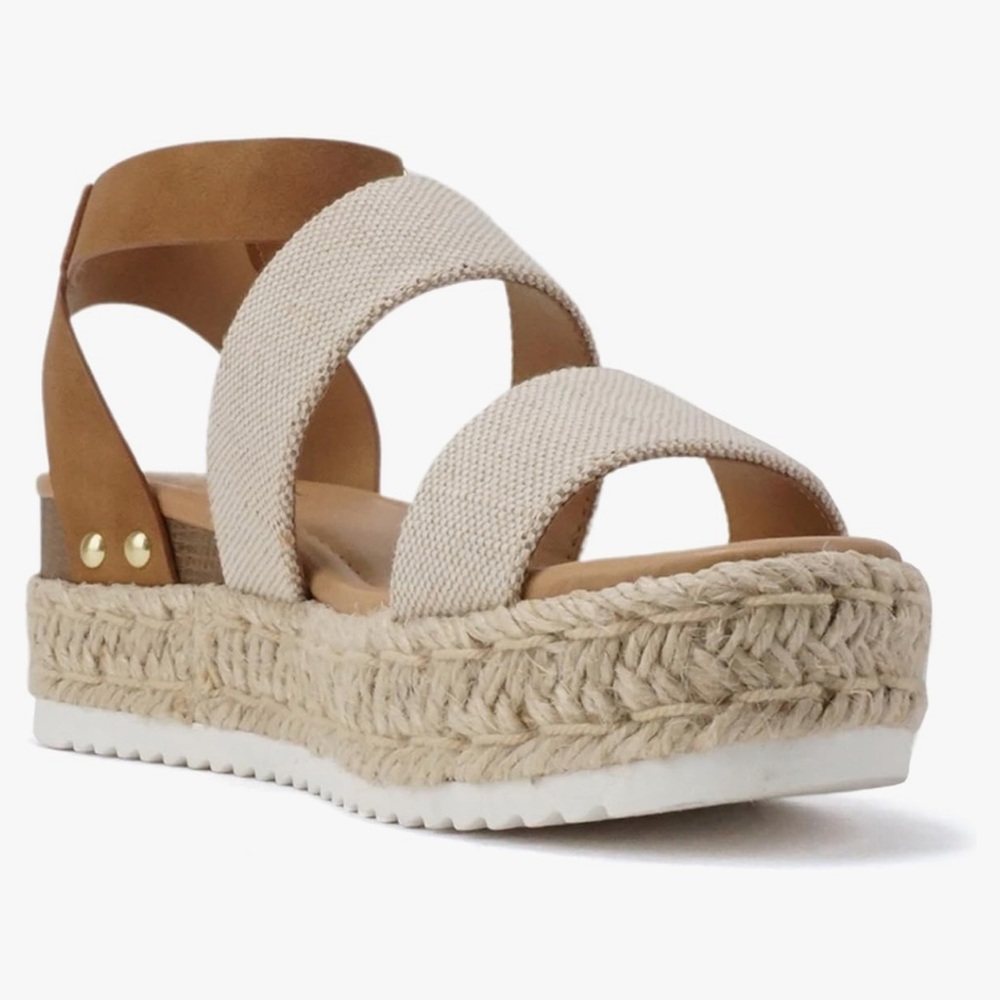 Soda Tan and Cream Platform Sandals